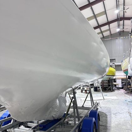 Hull wrapped on its cradle